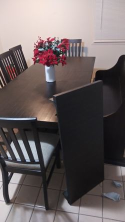 Dining set of 6 chairs and 1 bench