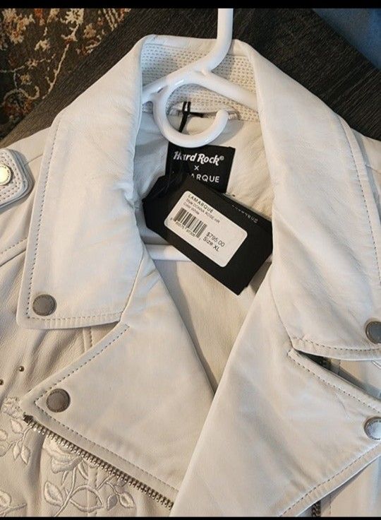 Brand New White Leather Women's Motorcycle Jacket