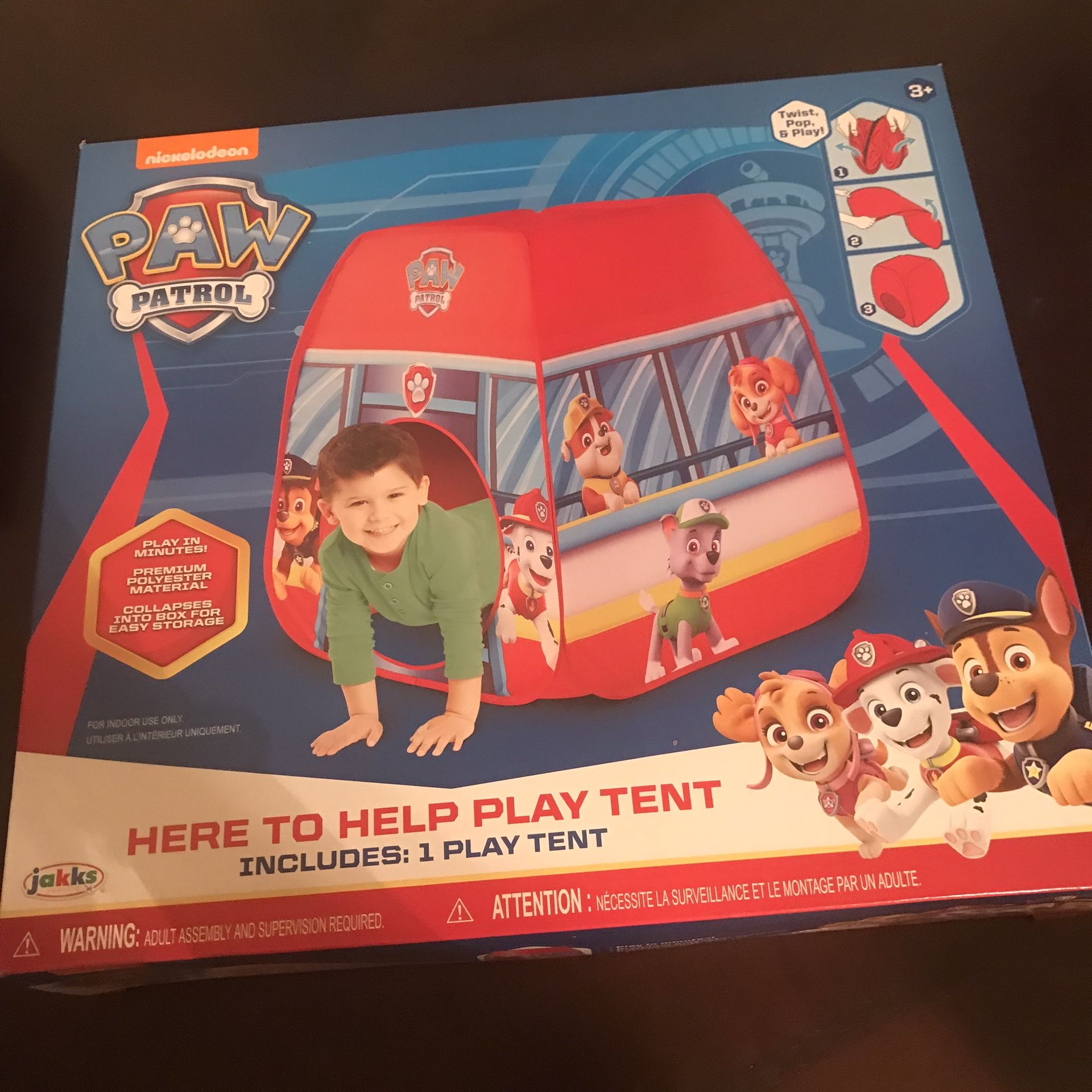 Paw Patrol Indoor/outdoor Play Tent Playhouse  For Boys/girl With Easy Pop Up Se