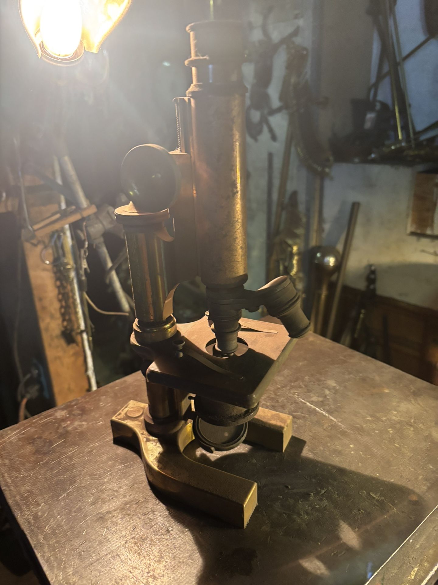 Brass Bausch And Lomb Microscope