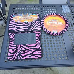 Pink Zebra Car Mats and Steering Whel Cover