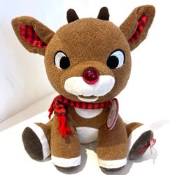 NEW! Rudolph the Red-Nosed Reindeer Musical Stuffed Animal Light Up Nose - 10”