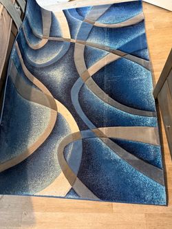 Blue/Gray/White Swirl Rug