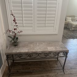 Elegant Stone & Wrought Iron Console Table – Excellent Condition
