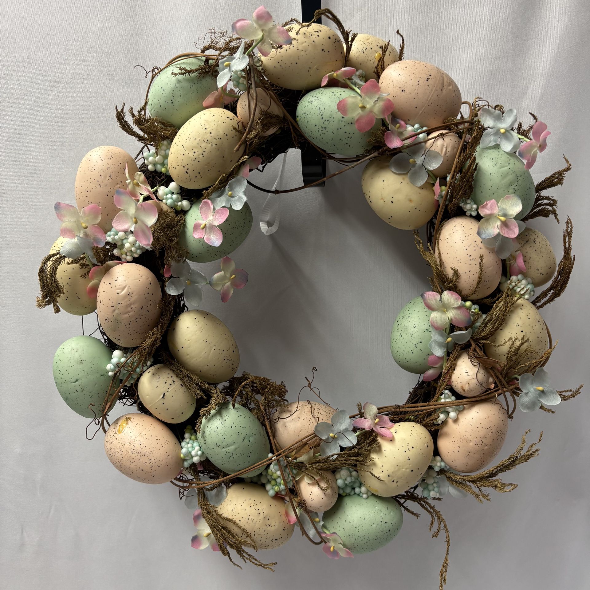 Easter Pastel Eggs and Cloth Flowers 14” Wreath for Sale in Rowland ...