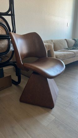 Brown leather MCM modern accent chair or computer chair