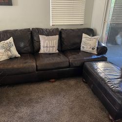 Leather Couch With Ottoman 