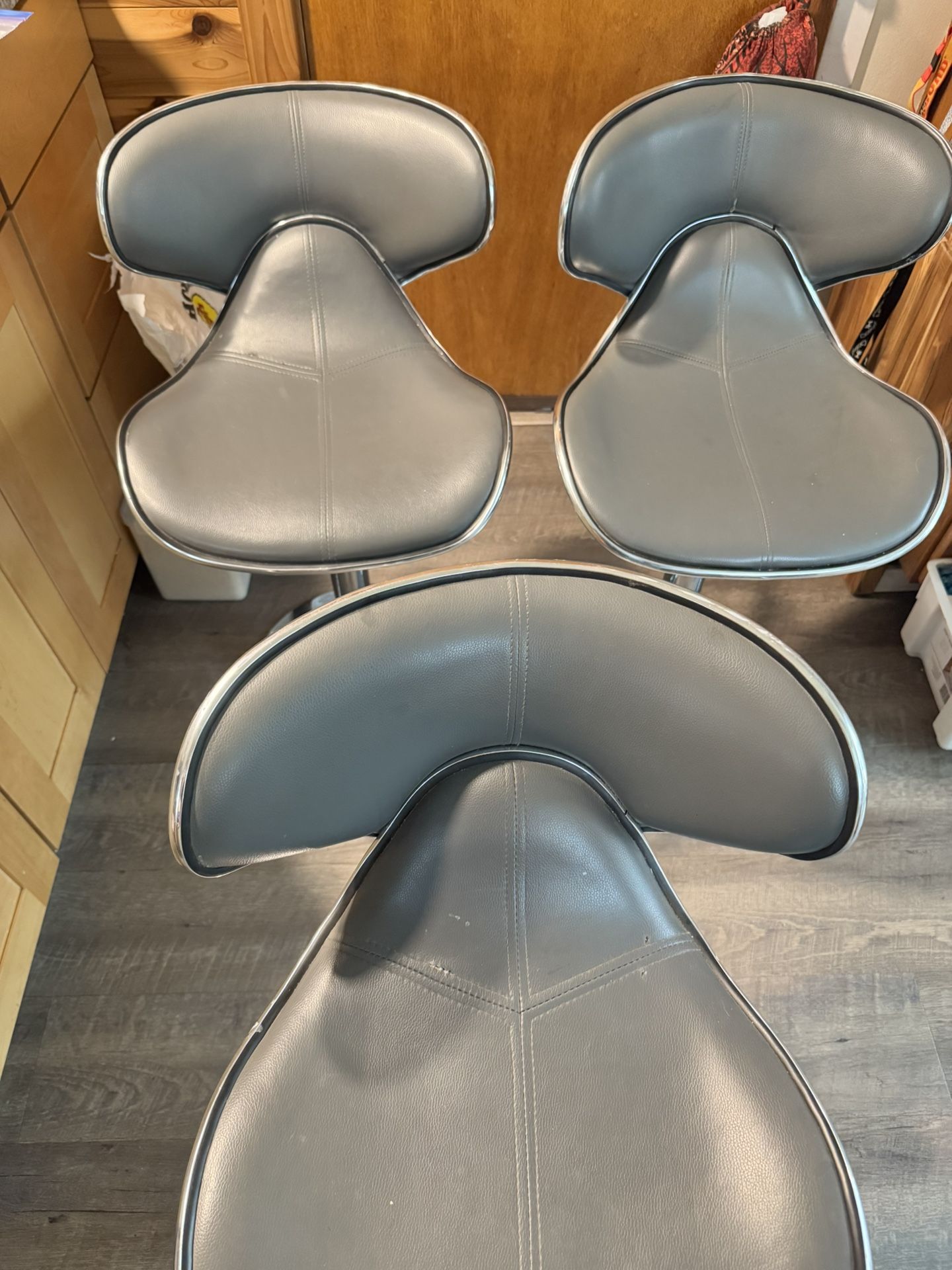 3 Grey Barstools 