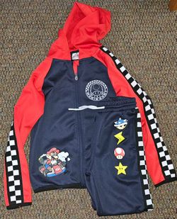 Boys Nintendo Mario Kart Full-Zip Hoodie & Joggers Tracksuit Set - Size M
