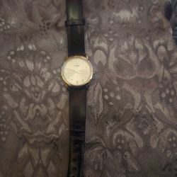 Mens Timex Watch Real Leather Band