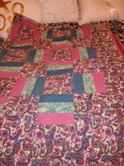 Large vintage paisley and roses quilt