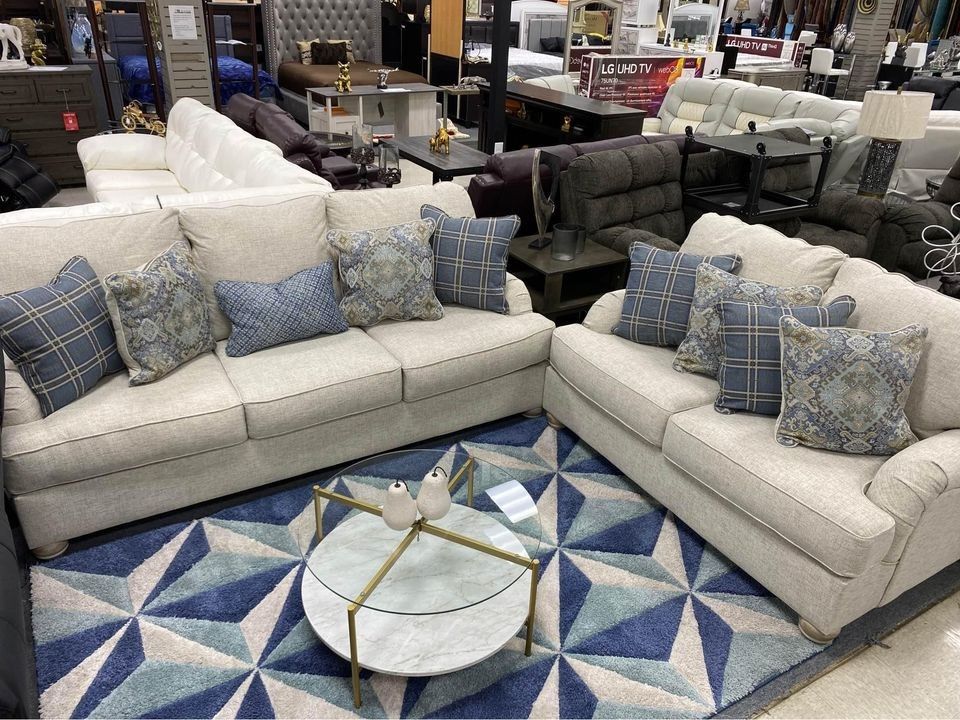 NEW‼️$10 Down Payment Finance 🌲Traemore Linen Sofa and Loveseat