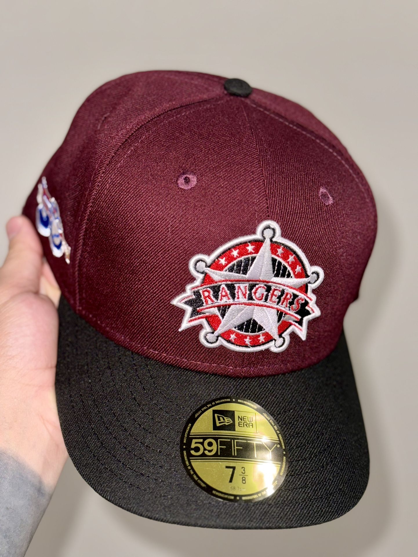 New Era 59Fifty Texas Rangers 50th Anniversary Patch Alternate Hat - Maroon, Black