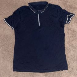 Armani Exchange Navy Zip Polo Shirt