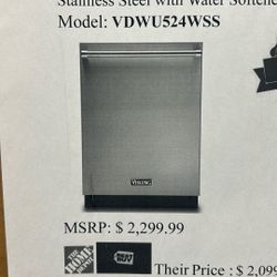 New Viking 24inch Fully Integrated Dishwasher - Stainless Steel 