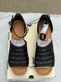 NEW a.n.a Black Espadrille Wedge Sandals Size 7.5