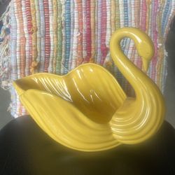 Vintage pottery yellow swan
