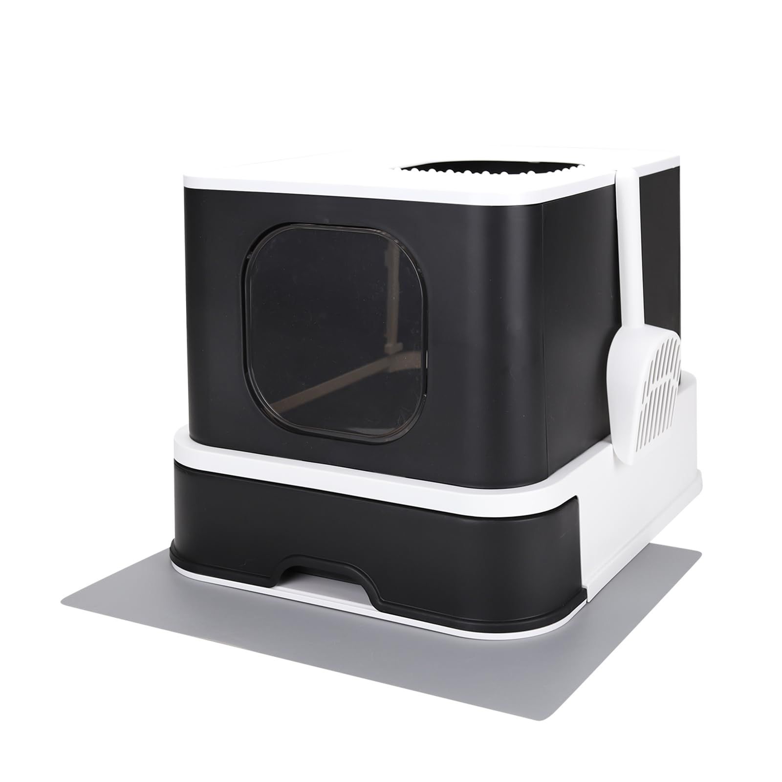 RIZZARI Millions Sold Wordwide Cat Litter Box, Large Top Entry Anti-Splashing Litter Box With Lid, Enclosed Plastic Cat Litter Box With Handy Litter S