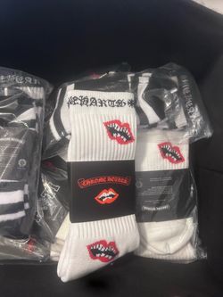 Chrome Hearts Lips Crew Socks White