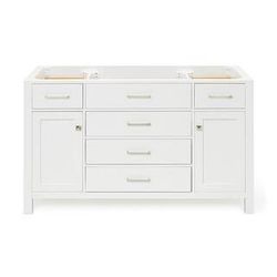 Ariel Bristol 54 in. W x 21.5 in. D x 34.5 in. H Freestanding Bath Vanity Cabinet without Top in White $300