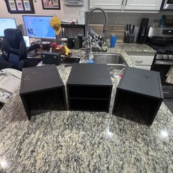 Set of 3 Black Wood Desk Shelf Cubes 2x 8.5x12x7.25 + 1x 9.75x11.75x7.5