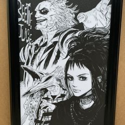 Framed Beetle Juice Wall Decor 