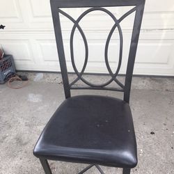 Metal Chair With Leather Seat 42” H, 18” W