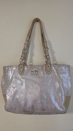 COACH Signature Glitter Yellow Beige Large