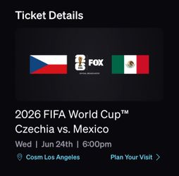 Cosm World Cup 2026 Mexico vs Czechia Republic General Admission