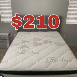 BRAND NEW “LUXURY EURO PILLOW TOP BAMBOO” MATTRESSES 💯 COLCHONES NUEVOS PILLOW TOP 💯  💥12 inches thick 💥   Queen $210❌ $270 With Box Spring 💥  FU