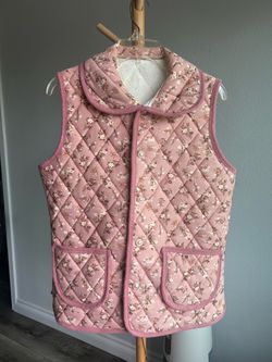 Pink Floral Quilted Vest (Viral Korean Vest)