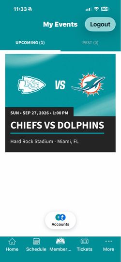 Dolphins tickets v chiefs