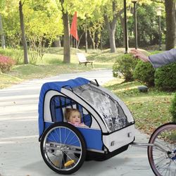 Blue AOSOM 2seat child bike trailer