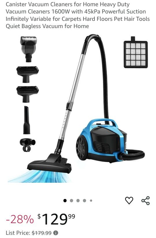 Sweepcent Canister Vacuum Cleaner, 30KP Bagless Vacuum Cleaner, 4QT Large Dust