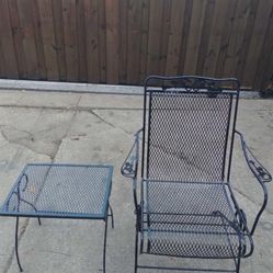 Wrought Iron Chair with Table 