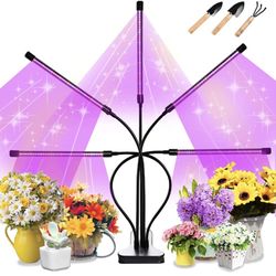 Grow Light 80W 5 Heads Sunlight Full Spectrum Grow Lamp with Red Blue White 4/8/12H Timer 10 Dimmable Levels & 5 Switch Modes Indoor House Plant Light