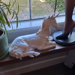 Shiny Silver Unicorn Statue