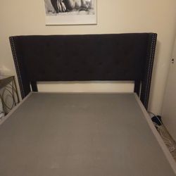 Queen Velvet Black Headboard – Modern Style