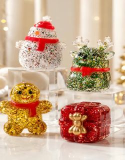 Christmas Glitter Resin Figurines Set of 4 ,FIRM PRICE $35
