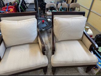 Pair of basset Upholstered Accent Chairs with Wood Frame