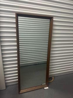 Wendy Bellissimo Home Brown Framed Wood Rectangle Wall Mirror Vertical 28x6