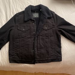 Black Levi Strauss Sherpa Fur Denim Jacket