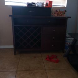 Wood Wine Rack And Drawers