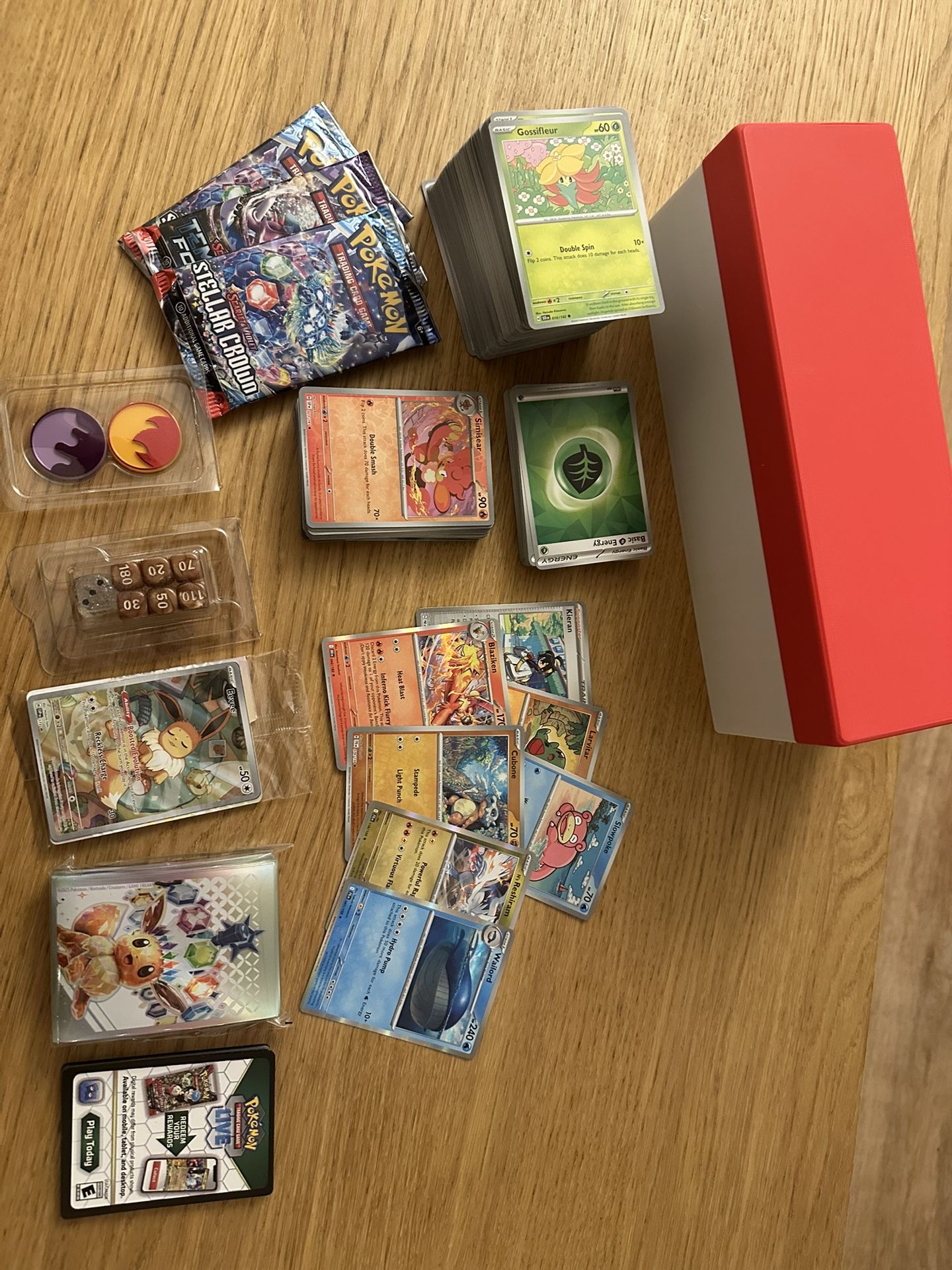 Pokemon Cards w/ Custom Pokeball-themed Card Case