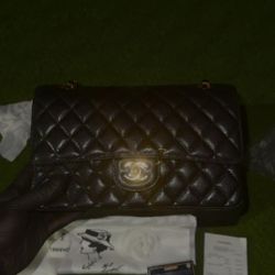 Chanel Black Flap Purse Gold