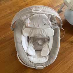 Ingenuity InLighten Baby Bouncer Seat, Light Up Toy Bar, Bunny Tummy Time Pillow Mat - Twinkle Tails