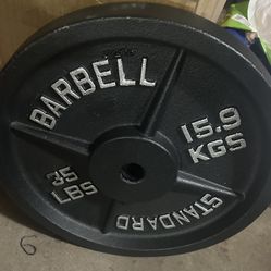 Barbell Standard 35lb Iron Plate (NEW)