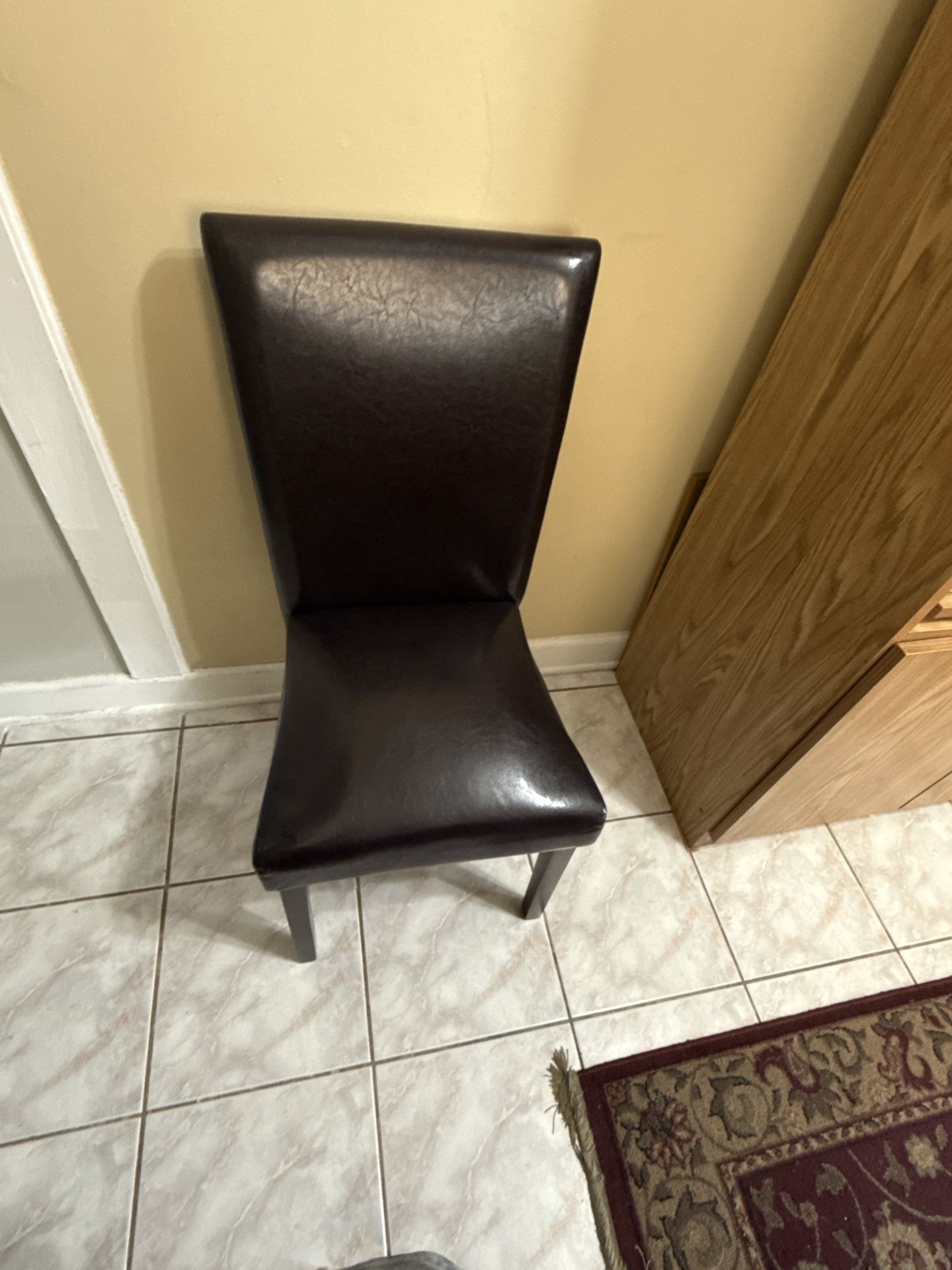 Dark Brown Leather Dining Chair