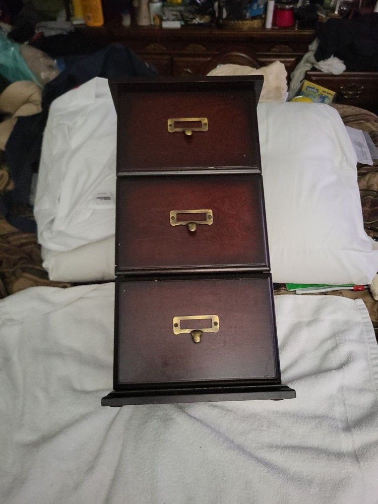 Vintage Bombay Company Photo Jewelry Key Trinkets Drawer Mini Wood Stotage Cabinet