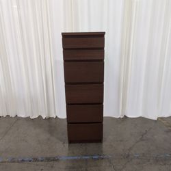 Dark Brown Six-Drawer Jewelry Armoire with Mirror